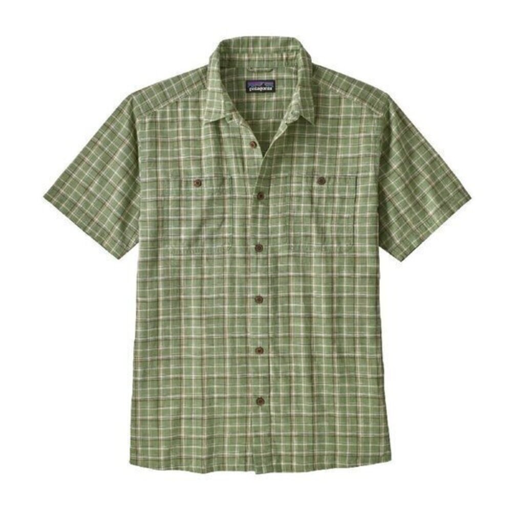Patagonia Men's Green Plaid Back Step Short Sleeve Shirt - Size M Medium